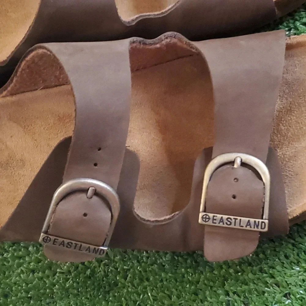 Mens Eastland Cambridge Leather Upper Slip on Sandals with Adjustable Straps 10D